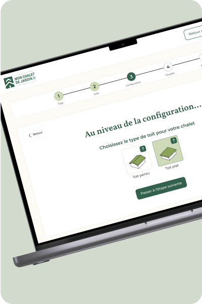 Interface de personnalisation de Mon Chalet de Jardin